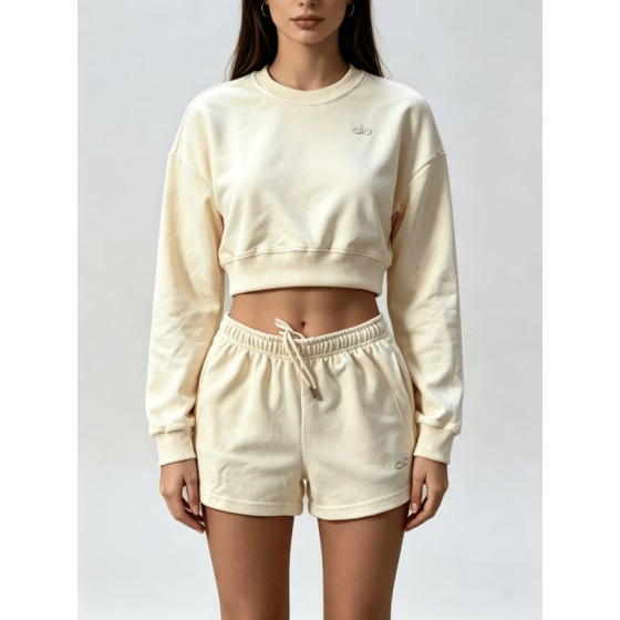 Women's ALO Short Crew Neck Suit (Apricot)